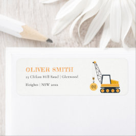 かわいい建築クレーン車Any年齢誕生日 ラベル