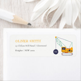 かわいい建築クレーン車Any年齢誕生日 ラベル