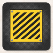 かわいい建築サイト黄色いカバー スクエアペーパーコースター (正面)