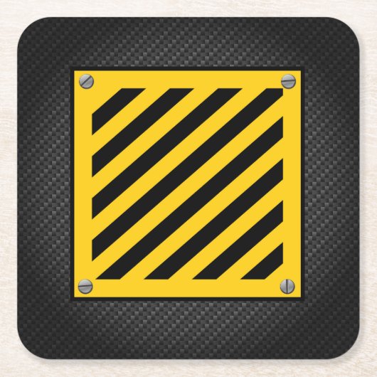 かわいい建築サイト黄色いカバー スクエアペーパーコースター (正面)