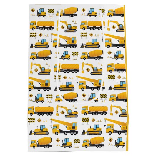 かわいい建築ダンプトラックありがとう好意 ミディアムペーパーバッグ (裏面)