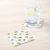 かわいい建築ダンプトラックパターン子供の誕生日 スクエアペーパーコースター (インサイチュ)