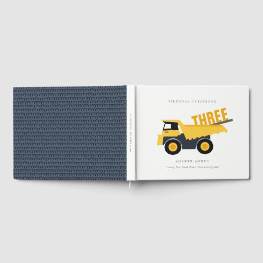 かわいい建築ダンプトラック任意の年齢誕生日 ゲストブック (全面)