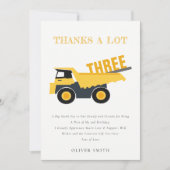 かわいい建築ダンプトラック任意の年齢誕生日 サンキューカード (正面)