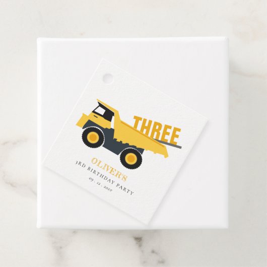 かわいい建築ダンプトラック任意の年齢誕生日 フェイバータグ (インサイチュ)
