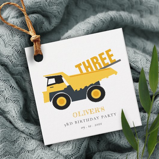 かわいい建築ダンプトラック任意の年齢誕生日 フェイバータグ