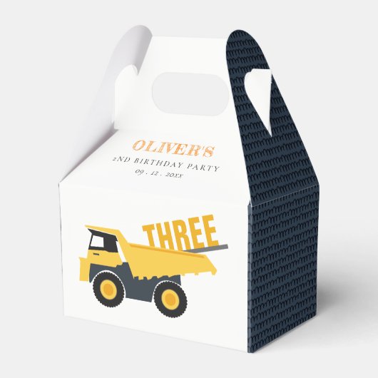 かわいい建築ダンプトラック任意の年齢誕生日 フェイバーボックス (正面サイド)