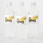 かわいい建築ダンプトラック任意の年齢誕生日 ペットボトルラベル (ボトル)