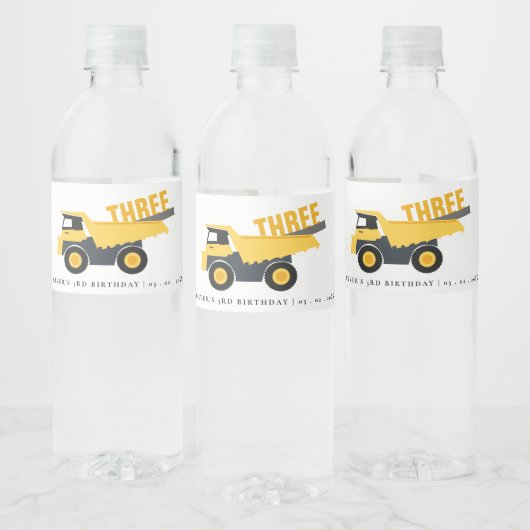 かわいい建築ダンプトラック任意の年齢誕生日 ペットボトルラベル (ボトル)