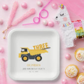 かわいい建築ダンプトラック任意の年齢誕生日 ペーパープレート (パーティー)