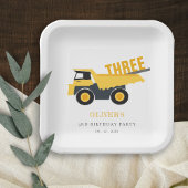 かわいい建築ダンプトラック任意の年齢誕生日 ペーパープレート
