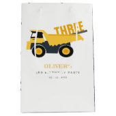 かわいい建築ダンプトラック任意の年齢誕生日 ミディアムペーパーバッグ (正面)