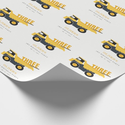 かわいい建築ダンプトラック任意の年齢誕生日 ラッピングペーパー (角)