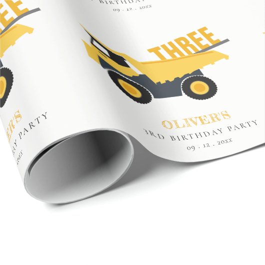 かわいい建築ダンプトラック任意の年齢誕生日 ラッピングペーパー (ロールコーナー)