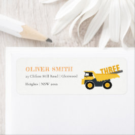 かわいい建築ダンプトラック任意の年齢誕生日 ラベル