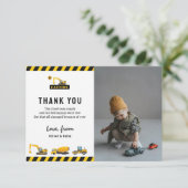 かわいい建築ダンプトラック写真誕生日 サンキューカード (スタンド正面)