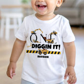 かわいい建築ダンプトラック男の子1歳の誕生日 ベビーTシャツ