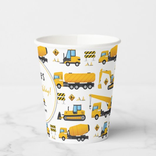 かわいい建築ダンプトラック男女兼用 紙コップ (左)