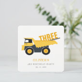 かわいい建築ダンプトラック誕生日シール 招待状 (スタンド正面)