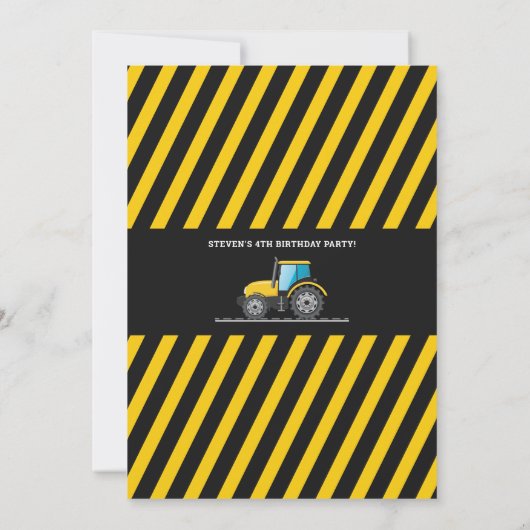かわいい建築ダンプトラック誕生日ボーイズパーティー 招待状 (裏面)