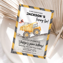 かわいい建築ダンプトラック2nd誕生日パーティー 招待状