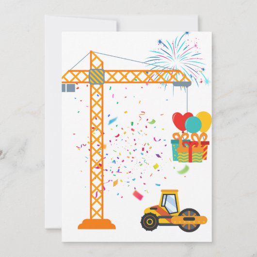 かわいい建築テーマキッズバースデーパーティーの招待客 招待状 (裏面)