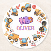 かわいい建築テーマ誕生日パーティー ラウンドペーパーコースター (正面)