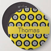 かわいい建築トラックホイール 缶バッジ (正面&裏面)