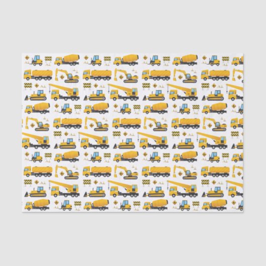 かわいい建築トラック車のパターンパーティー 薄葉紙 (正面)