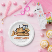 かわいい建築ビークルブルドーザー誕生日パーティー ペーパープレート (パーティー)