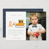 かわいい建築フォークリフト写真任意の年齢誕生日 サンキューカード (正面/裏面)