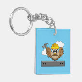 かわいい建築ワーカーフクロウと懸命ハットマンガ キーホルダー (正面左)