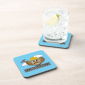 かわいい建築ワーカーフクロウと懸命ハットマンガ コースター (右側)