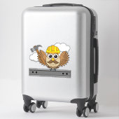 かわいい建築ワーカーフクロウと懸命ハットマンガ シール (スーツケース)