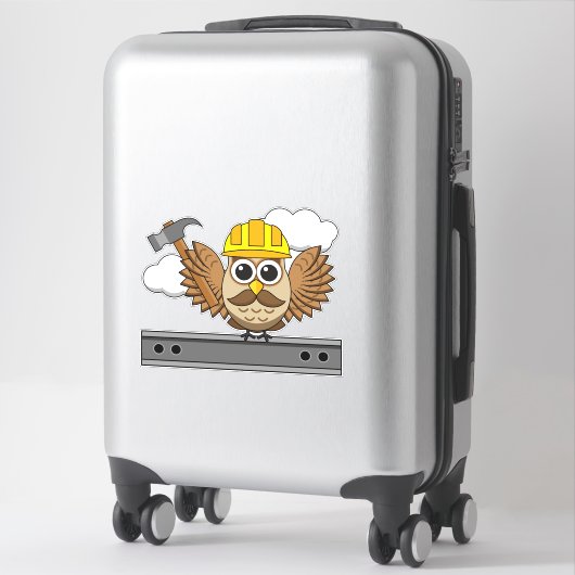 かわいい建築ワーカーフクロウと懸命ハットマンガ シール (スーツケース)