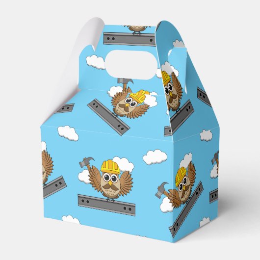 かわいい建築ワーカーフクロウと懸命ハットマンガ フェイバーボックス (正面サイド)