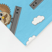 かわいい建築ワーカーフクロウと懸命ハットマンガ フリースブランケット (角)