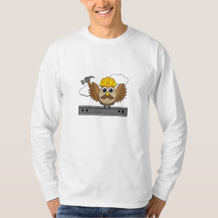 かわいい建築ワーカーフクロウと懸命ハットマンガ Tシャツ