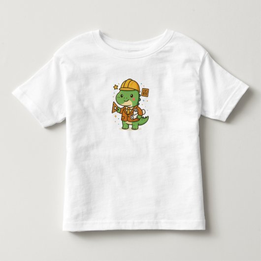 かわいい建築家恐竜 - かわいい恐竜の仕事 トドラーTシャツ (正面)