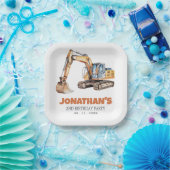 かわいい建築車の掘削機バースデーパーティー ペーパープレート (パーティー)