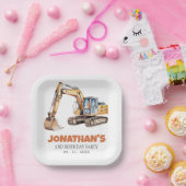 かわいい建築車の掘削機バースデーパーティー ペーパープレート (パーティー)