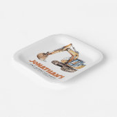 かわいい建築車の掘削機バースデーパーティー ペーパープレート (傾斜あり)