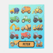 かわいい建築車少年パーソナライズされた フリースブランケット (正面)