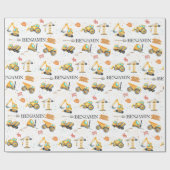 かわいい建築車少年誕生日 ラッピングペーパー (フラット)