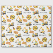 かわいい建築車少年誕生日 ラッピングペーパー (フラット)