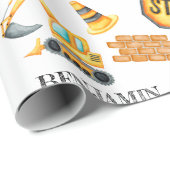 かわいい建築車少年誕生日 ラッピングペーパー (ロールコーナー)