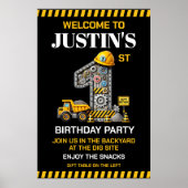 かわいい建築1歳の誕生日パーティー ポスター (正面)