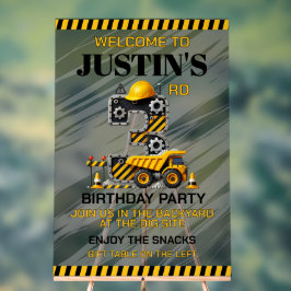 かわいい建築3歳の誕生日パーティー アクリルサイン