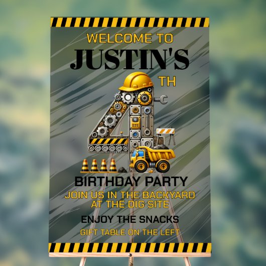 かわいい建築4th誕生日パーティー アクリルサイン (ニュートラル)