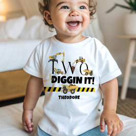かわいい建設ダンプトラック 2歳の誕生日 子供服 ベビーTシャツ